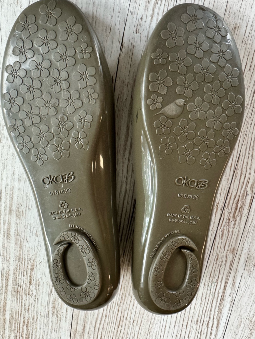 Oka B. Olive Eco-Friendly BioBased Shiny Patent Ballet Flats - Teal Insole 8 - Picture 9 of 11